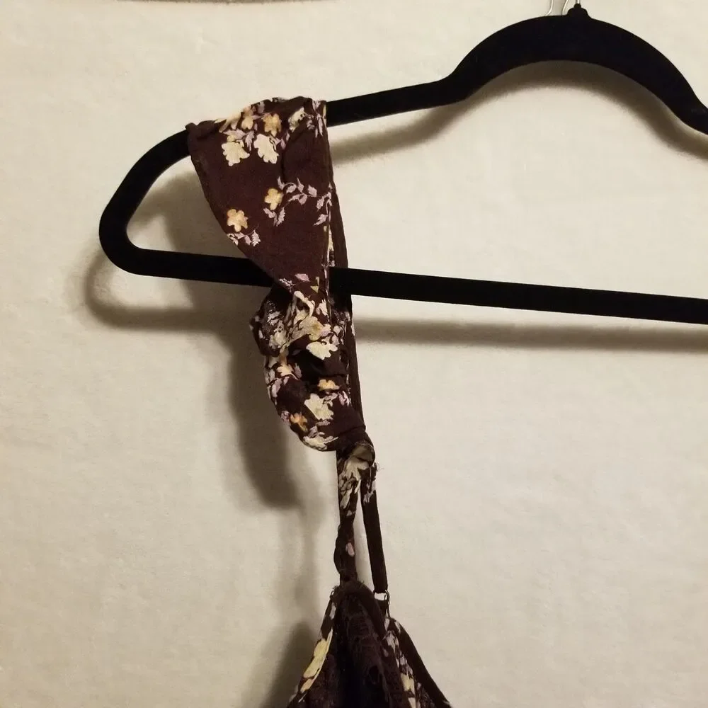 Intimately Free People XL Bodysuit Take It Away Brown Floral Lace Cottagecore - Picture 10 of 11